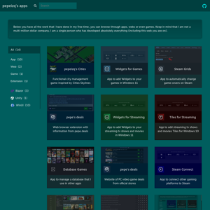 pepeizq's apps • Website with all the apps, websites and games that I have developed