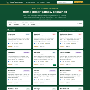 HomePoker.games — Home poker games, rules & example hands